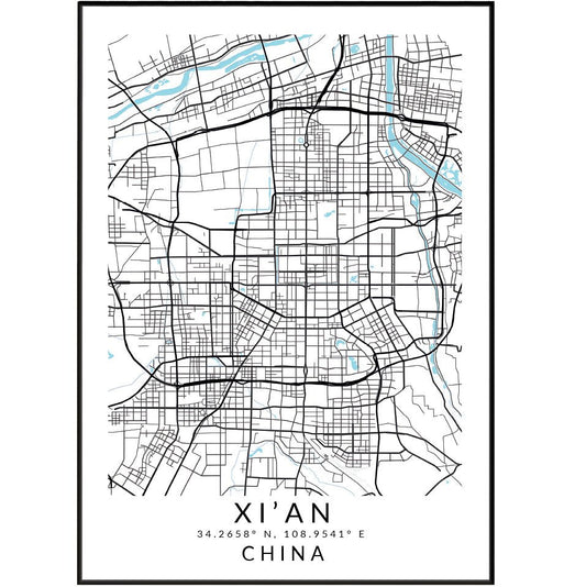 Xi’an China Map Print - 98typesAsia Maps