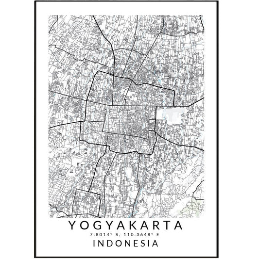 Yogyakarta Indonesia Map Print - 98typesAsia Maps