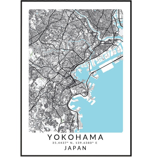 Yokohama Japan Map Print - 98typesAsia Maps