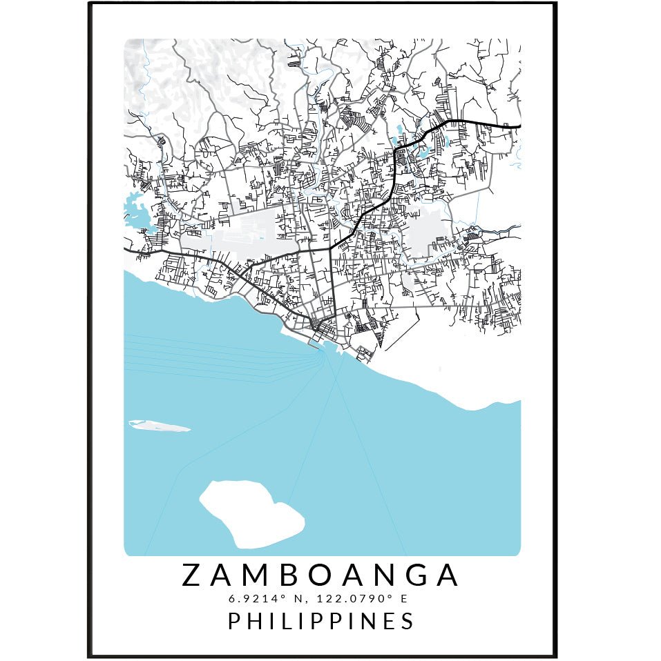 Zamboanga Philippines Map Print - 98typesAsia Maps