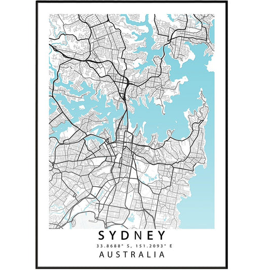 Sydney Street Map Poster - 98typesAustralia Maps