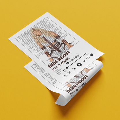 Bebe Rexha I'm a Mess song lyric print UK — pop rock music wall art 260gsm printed in England Camden Market