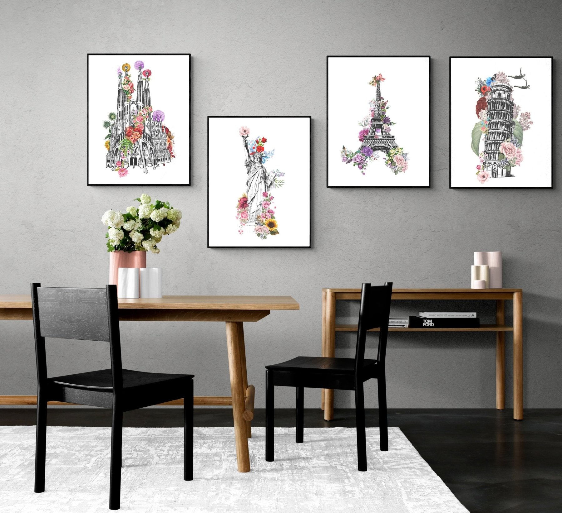 Eiffel Tower Paris Flowers Poster - 98typesBotanical Art Prints