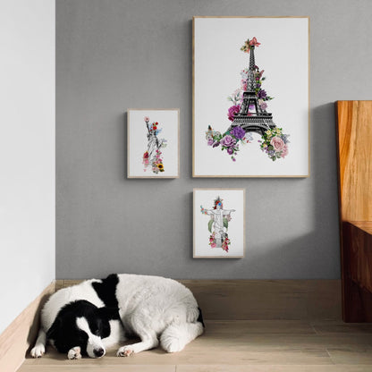 Eiffel Tower Paris Flowers Poster - 98typesBotanical Art Prints