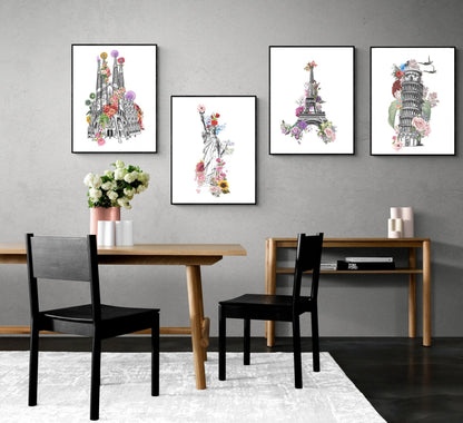 Statue of Liberty New York Flowers Poster - 98typesBotanical Art Prints