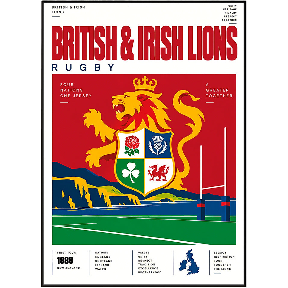 British and Irish Lions rugby poster – Lions tour wall art print by 98types