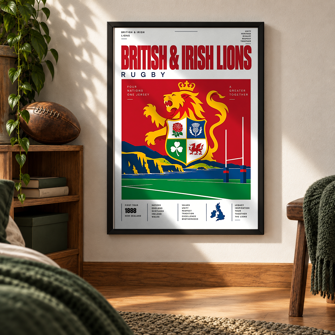 British and Irish Lions rugby poster – Lions tour wall art print by 98types