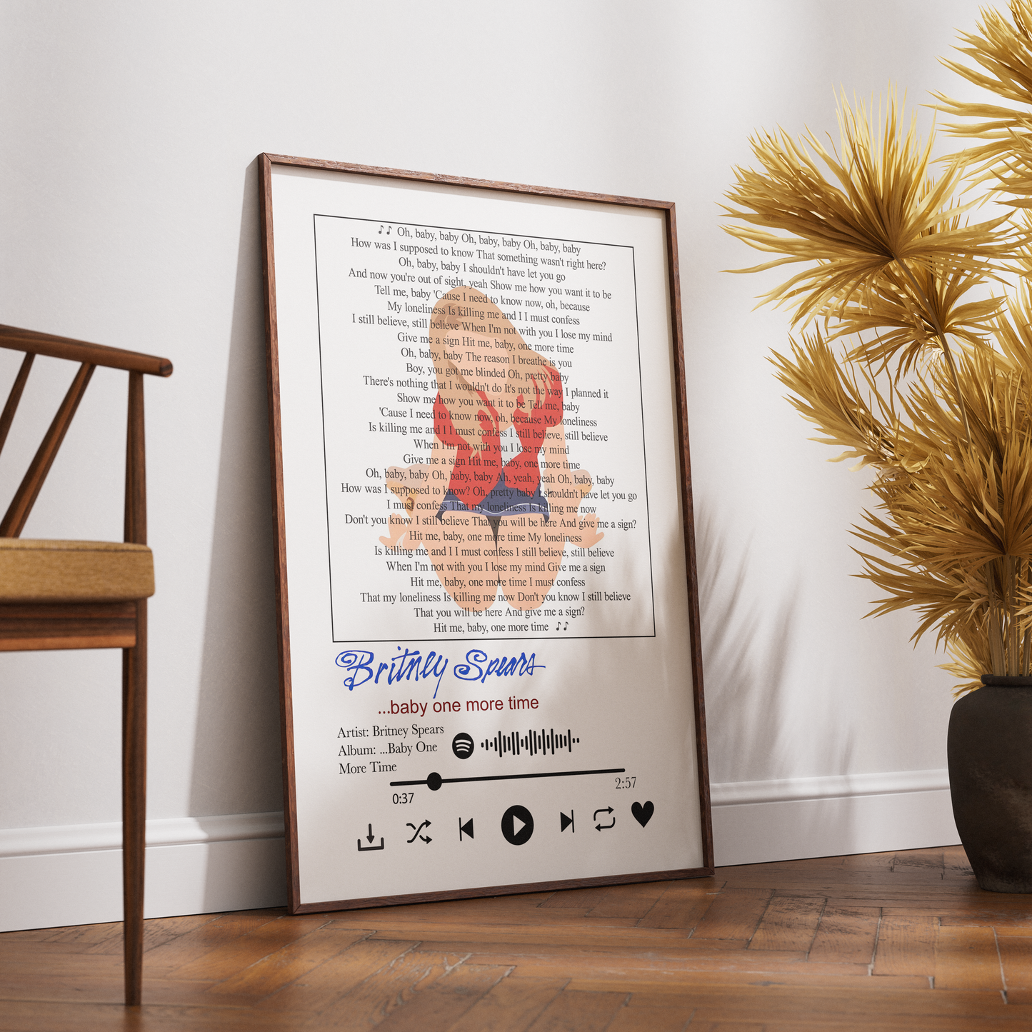 Britney Spears “…Baby One More Time” Lyrics Wall Art Print