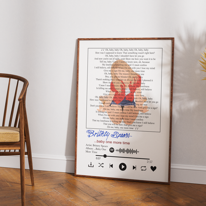Britney Spears “…Baby One More Time” Lyrics Wall Art Print