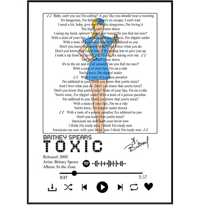 Britney Spears “Toxic” Lyrics Wall Art Print