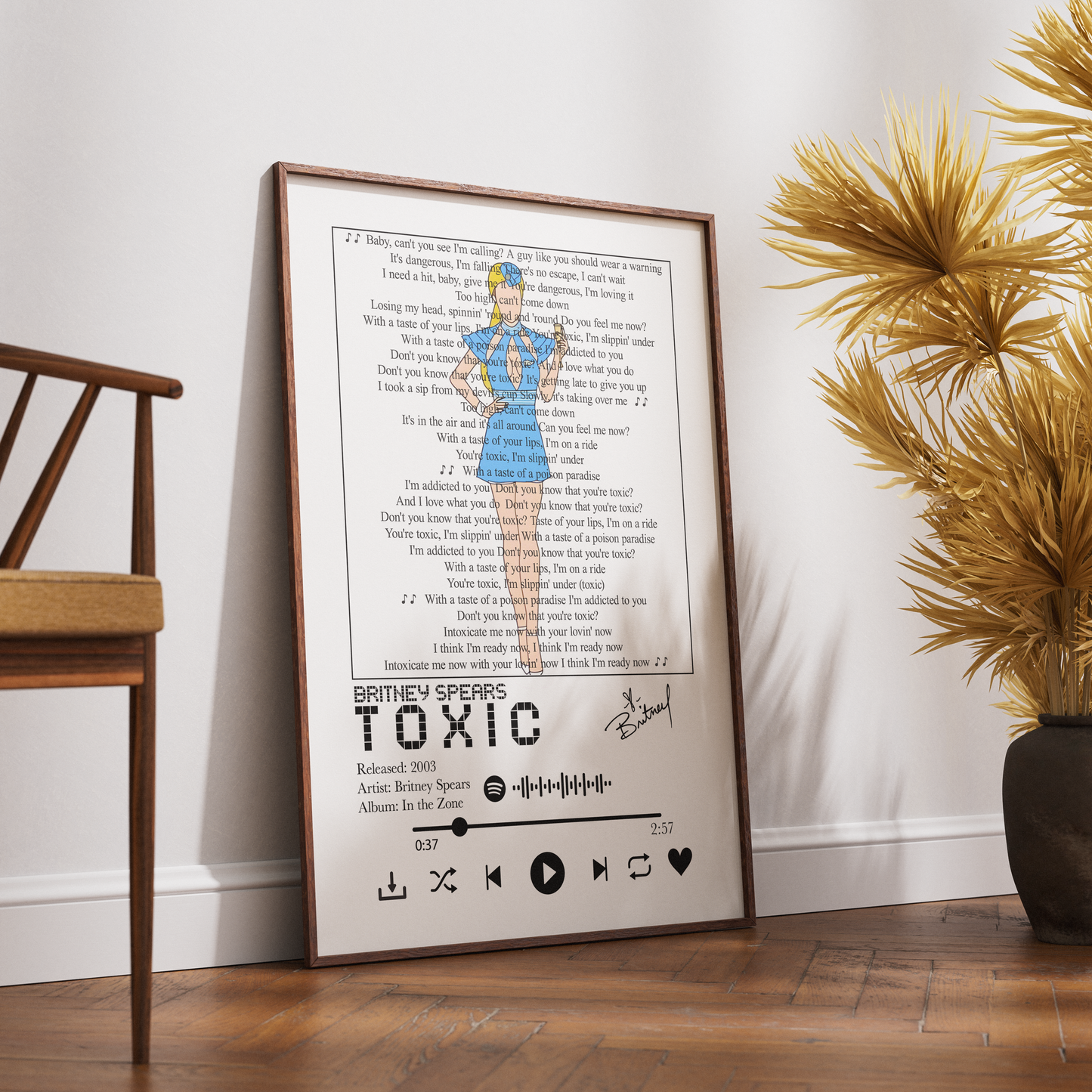 Britney Spears “Toxic” Lyrics Wall Art Print