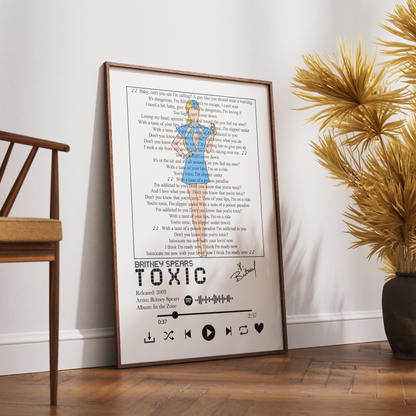 Britney Spears “Toxic” Lyrics Wall Art Print