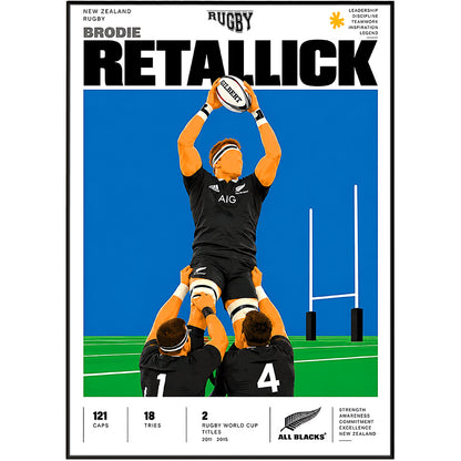 Brodie Retallick All Blacks lock rugby poster – wall art print by 98types