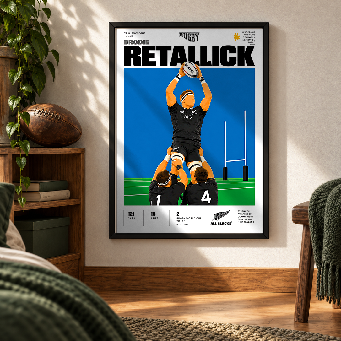 Brodie Retallick All Blacks lock rugby poster – wall art print by 98types