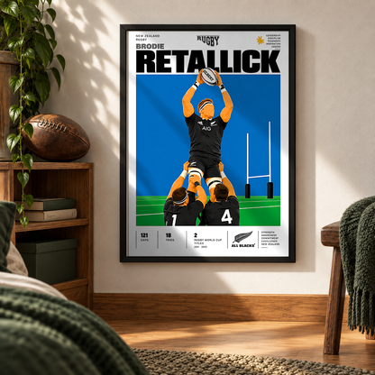 Brodie Retallick All Blacks lock rugby poster – wall art print by 98types