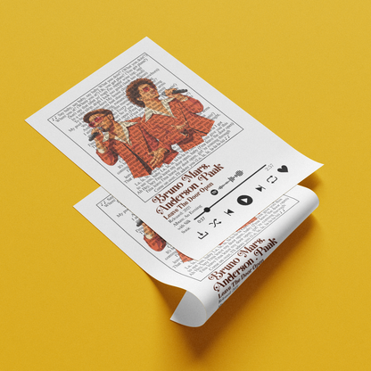 Bruno Mars Anderson Paak Leave the Door Open song lyric print UK — Silk Sonic Grammy R&B; soul wall art 260gsm printed in England Camden Market