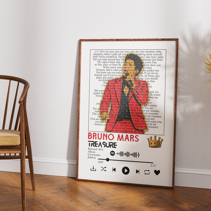 Bruno Mars That's What I Like lyrics poster — minimalist pop typographic wall art print UK