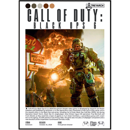 Black Ops 6 2024 FPS poster — Treyarch Gulf War 1991 omnimovement campaign wall art print UK