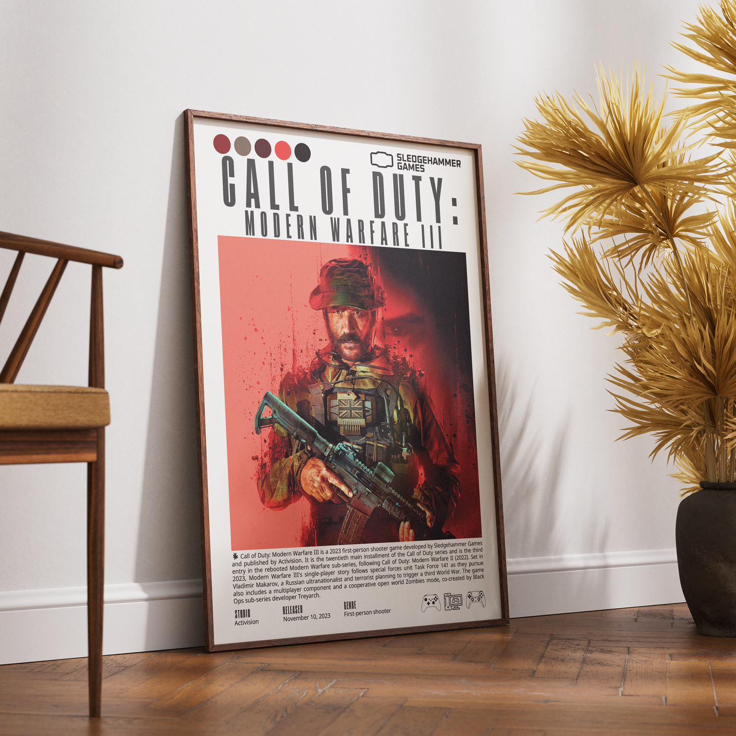 Call of Duty Modern Warfare III 2023 poster — Captain Price Task Force 141 Makarov wall art print UK