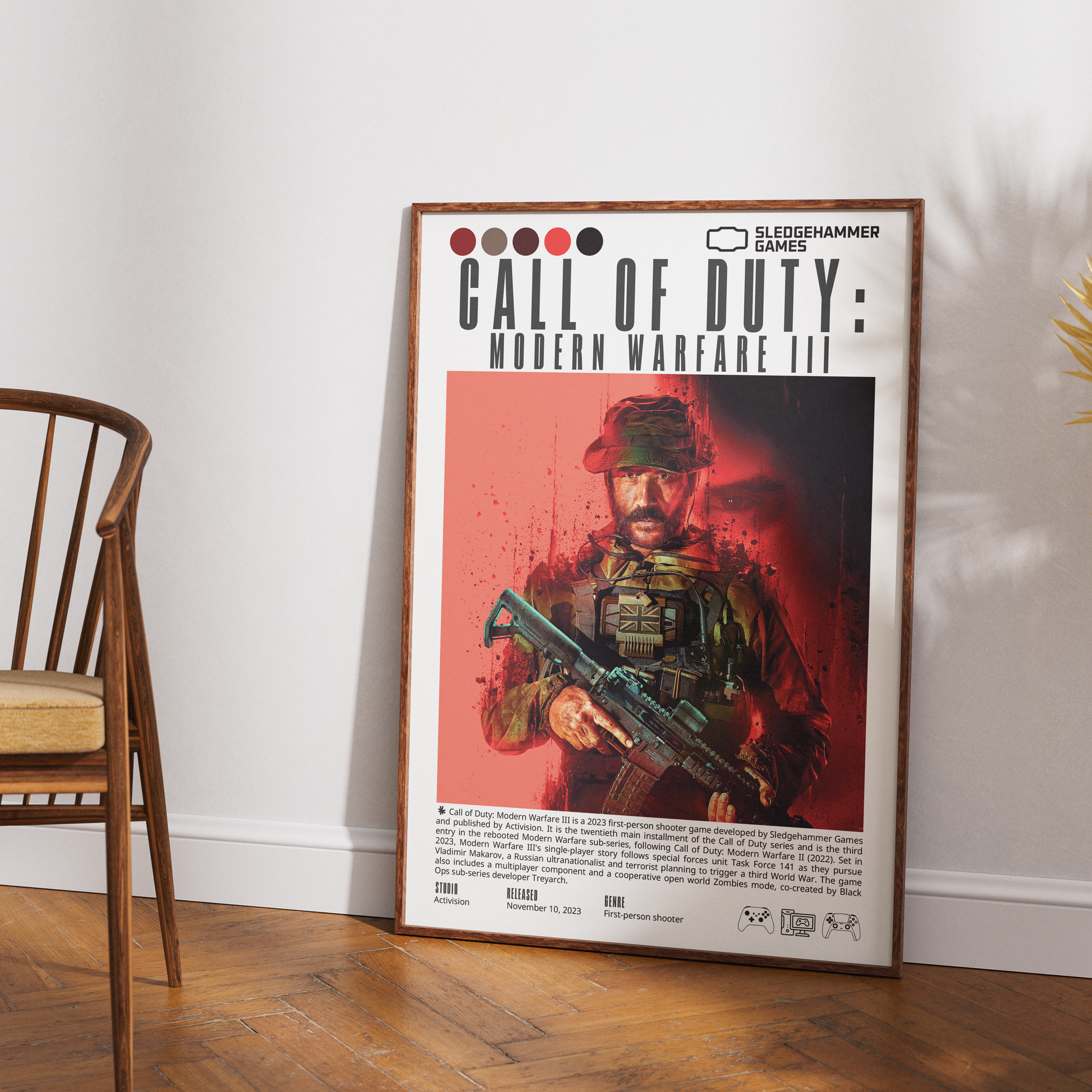Call of Duty Modern Warfare III 2023 poster — Captain Price Task Force 141 Makarov wall art print UK