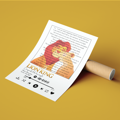 Can You Feel the Love Tonight Lion King lyrics poster — Elton John Disney minimalist wall art print UK