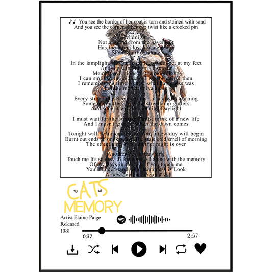 Cats Memory Andrew Lloyd Webber musical lyric print UK — West End theatre wall art 260gsm printed in England Camden Market