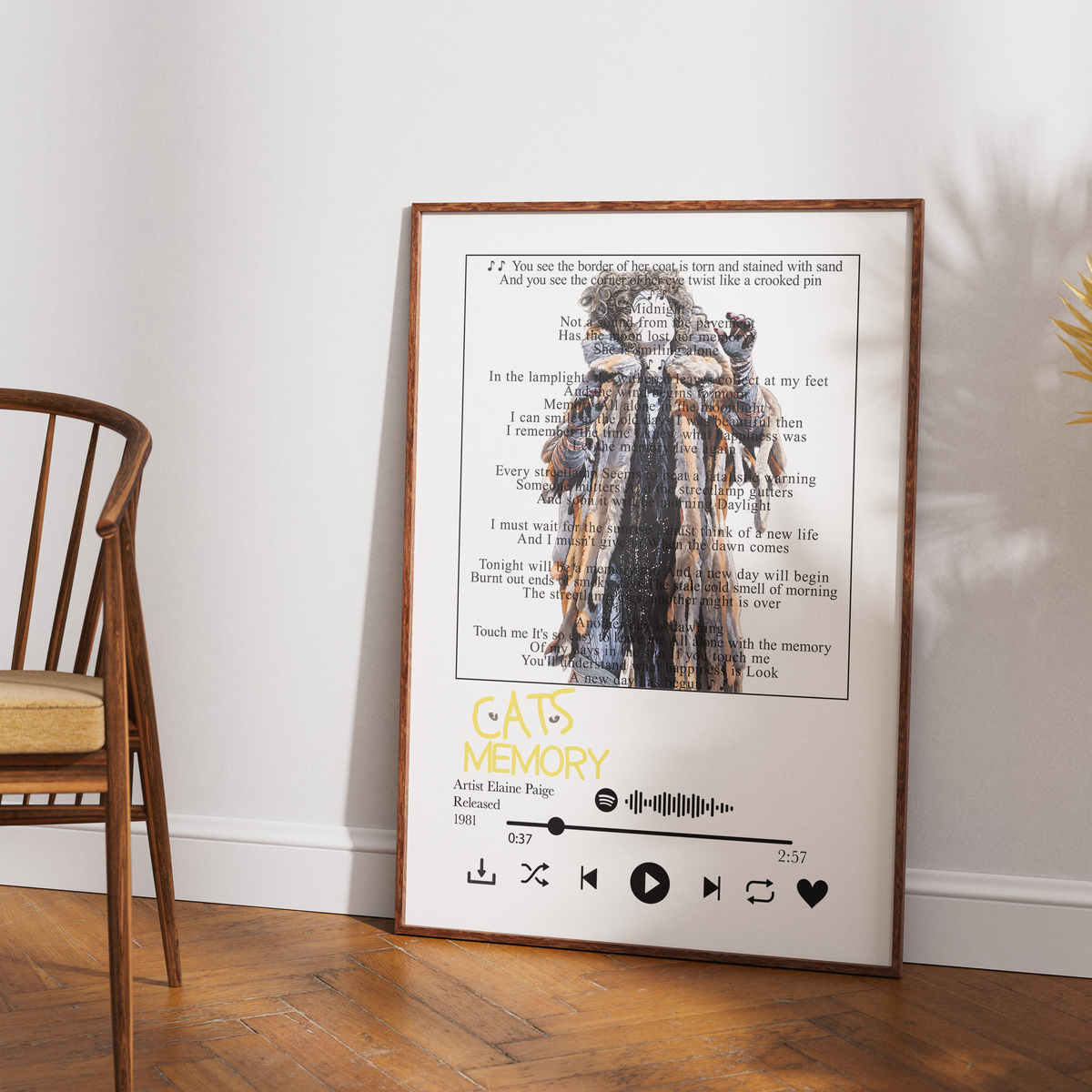 Cats Memory Andrew Lloyd Webber musical lyric print UK — West End theatre wall art 260gsm printed in England Camden Market