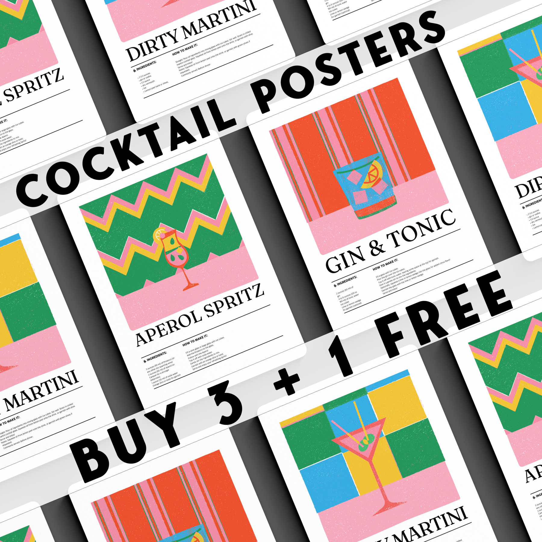 Aperol Spritz Cocktail Posters - 98typesCocktail Recipes Posters