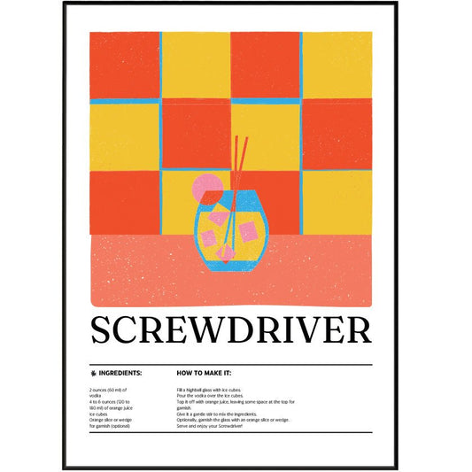 Screwdriver Cocktail Posters - 98typesCocktail Recipes Posters