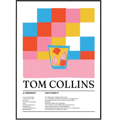 Tom Collins Cocktail Posters - 98typesCocktail Recipes Posters
