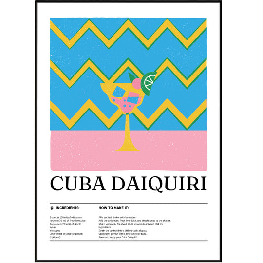 Cuba Daiquiri Cocktail Posters