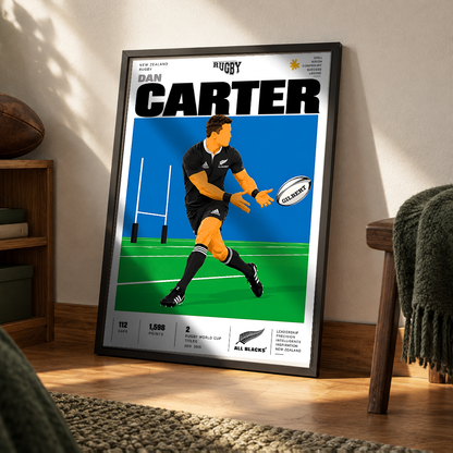 Dan Carter All Blacks fly-half rugby poster – wall art print by 98types