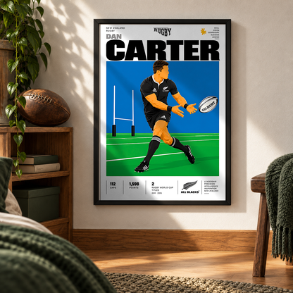 Dan Carter All Blacks fly-half rugby poster – wall art print by 98types