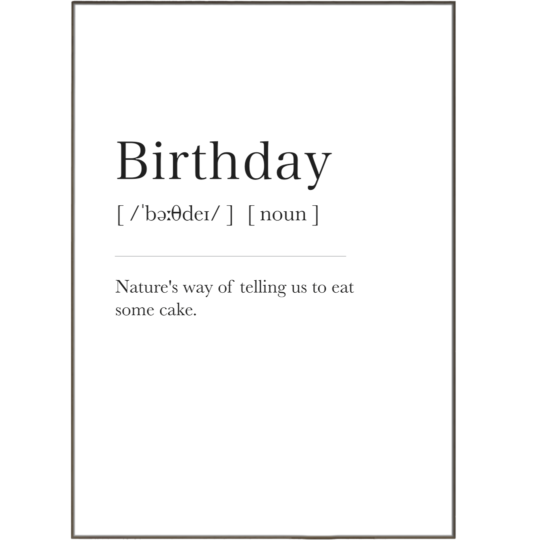 Birthday Definition Print - 98typesDefinitions