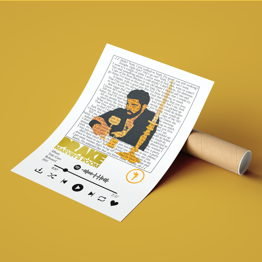 Drake Marvin's Room song lyric print wall art UK music poster
