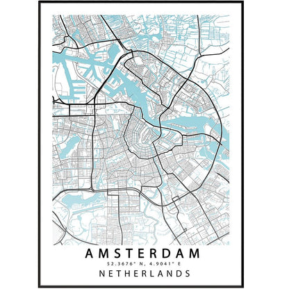 AMSTERDAM City Map Print - 98typesEurope Maps
