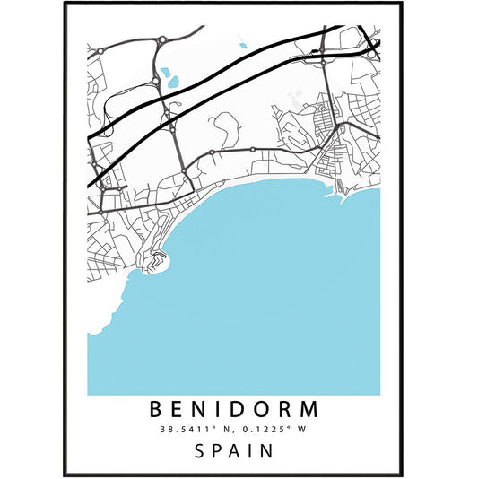 Benidorm Street Map Poster - 98typesEurope Maps