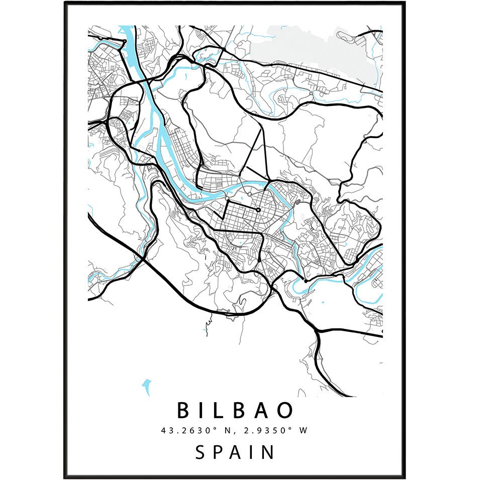 Bilbao Street Map Poster - 98typesEurope Maps