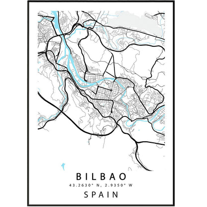 Bilbao Street Map Poster - 98typesEurope Maps