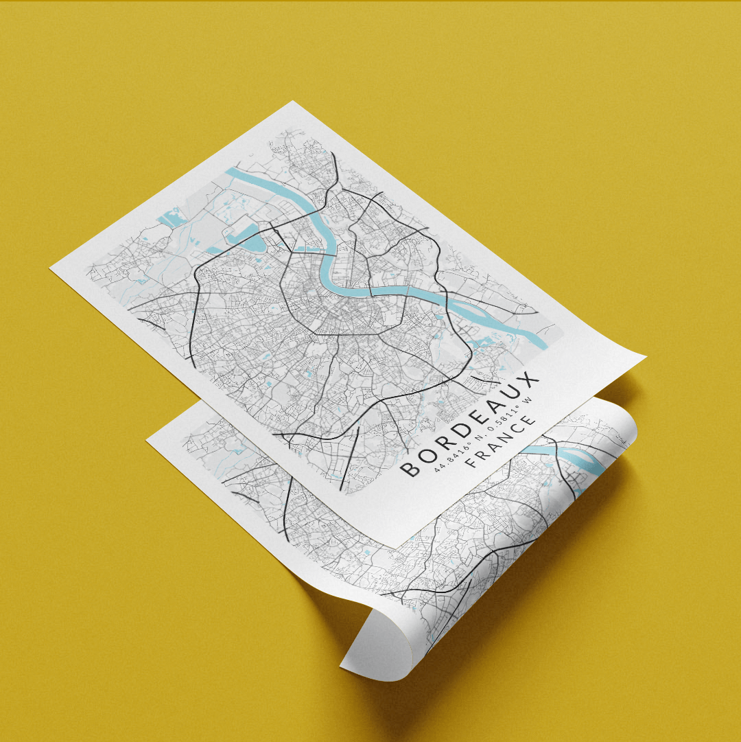 Bordeaux France Map Print - 98typesEurope Maps