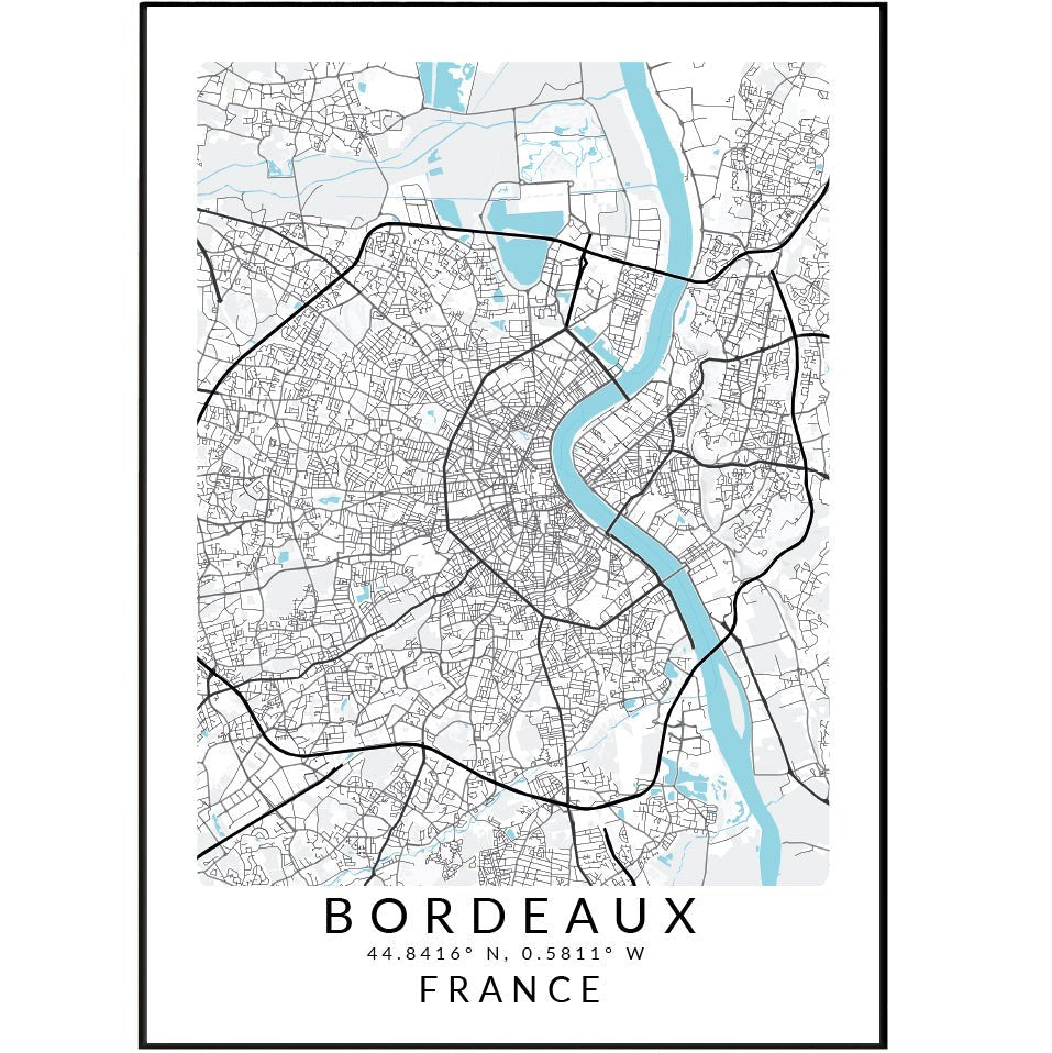 Bordeaux France Map Print - 98typesEurope Maps