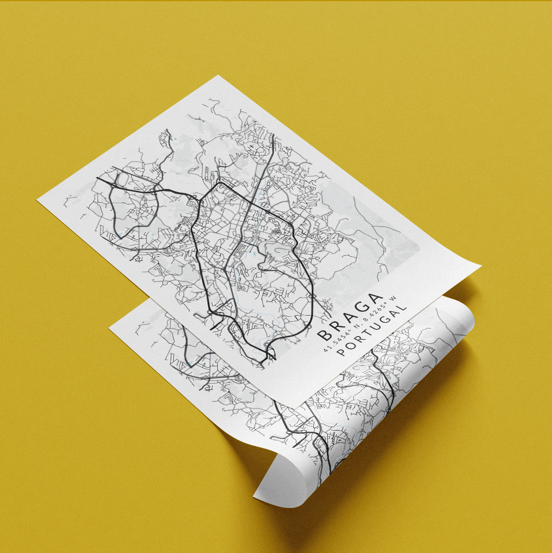 Braga Portugal Map Print - 98typesEurope Maps