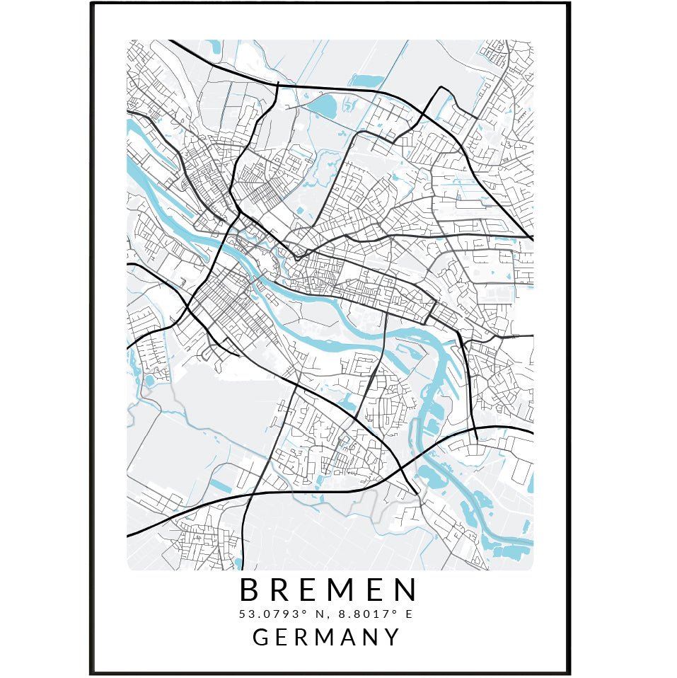 Bremen Germany Map Print - 98typesEurope Maps