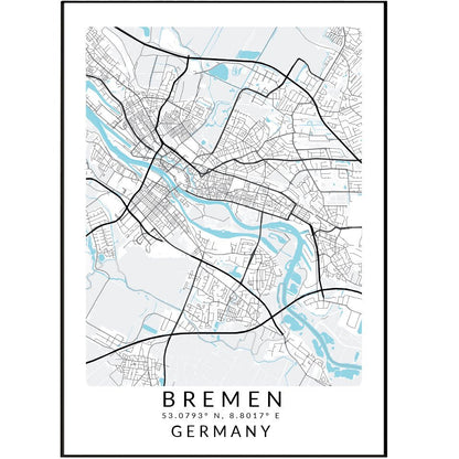 Bremen Germany Map Print - 98typesEurope Maps