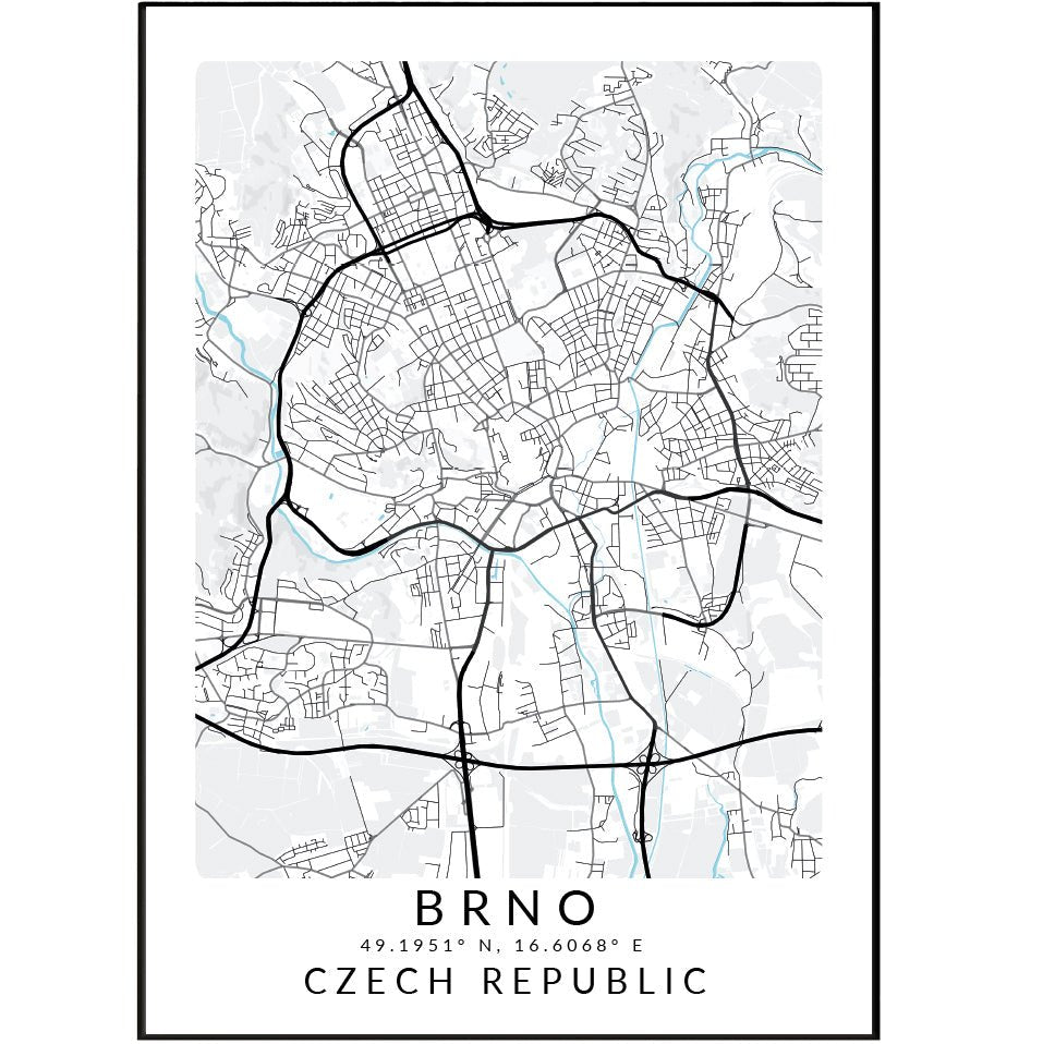 Brno Czech Republic Map Print - 98typesEurope Maps