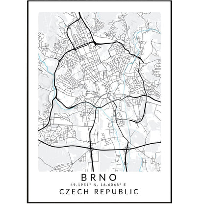 Brno Czech Republic Map Print - 98typesEurope Maps