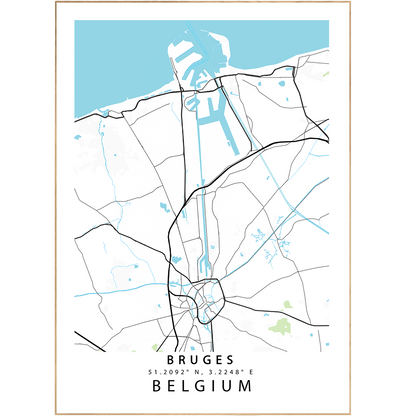 Bruges Street Map Posters - 98typesEurope Maps