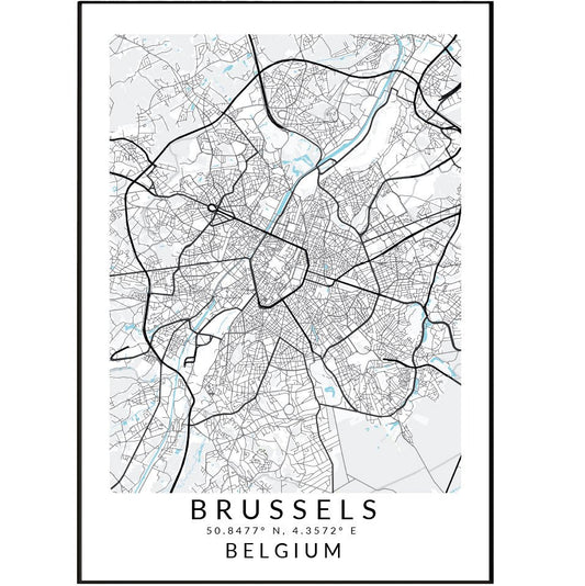 Brussels Belgium Map Print - 98typesEurope Maps