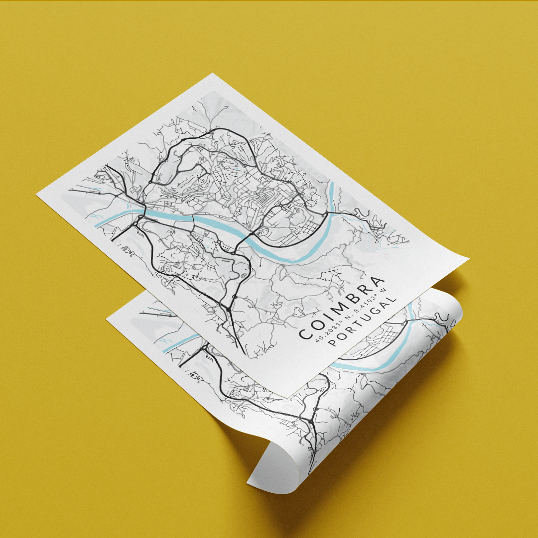Coimbra Portugal Map Print - 98typesEurope Maps