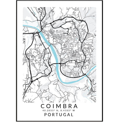 Coimbra Portugal Map Print - 98typesEurope Maps